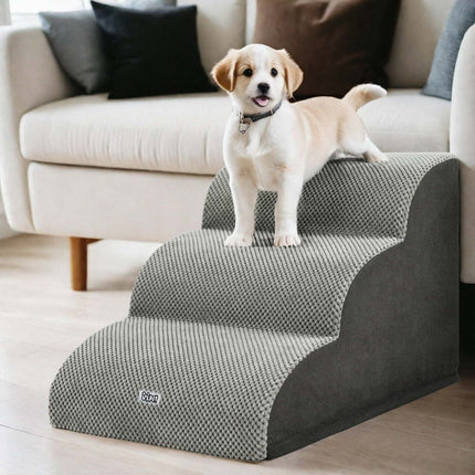 i.Pet Dog Ramp Steps Foam 3 Tier Pet Stairs For Bed Sofa Car Portable Indoor.