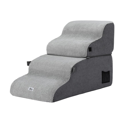 i.Pet Dog Stairs and Bed 2-in-1 Sofa Car Foam Non-Slip Washable Pet Stairs Indoor Grey.