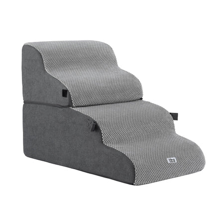 i.Pet Dog Stairs and Bed 2-in-1 Sofa Car Foam Non-Slip Washable Pet Stairs Indoor Grey.