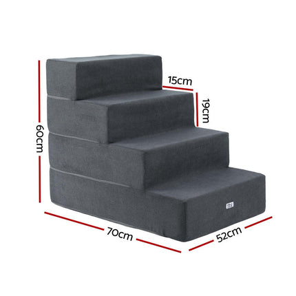 i.Pet Dog Ramp Foam Dog Cover Stairs Portable Cat Ladder For Sofa Bed 4 Steps.