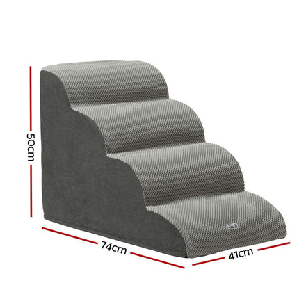 i.Pet Dog Ramp Steps Foam 4 Tier Pet Stairs For Bed Sofa Car Portable Indoor.