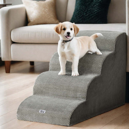 i.Pet Dog Ramp Steps Foam 4 Tier Pet Stairs For Bed Sofa Car Portable Indoor.