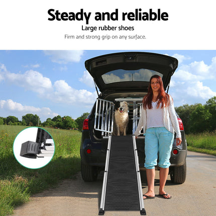 i.Pet Dog Ramp Pet Stairs Steps Car SUV Foldable Portable Ladder Adjustable.