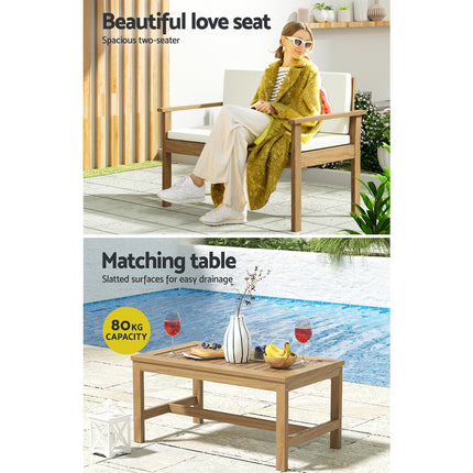 Gardeon 4-Piece Outdoor Sofa Set Wooden Couch Lounge Setting.