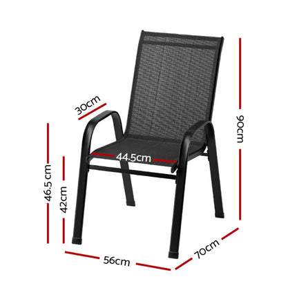 Gardeon 6PC Outdoor Dining Chairs Stackable Lounge Chair Patio Furniture Black.