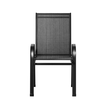 Gardeon 6PC Outdoor Dining Chairs Stackable Lounge Chair Patio Furniture Black.