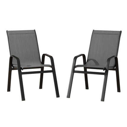 Gardeon 2PC Outdoor Dining Chairs Stackable Lounge Chair Patio Furniture Grey.