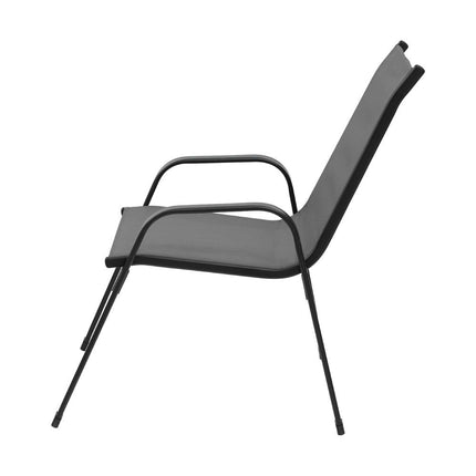Gardeon 2PC Outdoor Dining Chairs Stackable Lounge Chair Patio Furniture Grey.