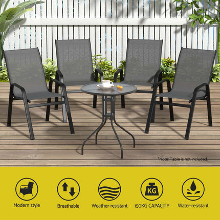 Gardeon 6PC Outdoor Dining Chairs Stackable Lounge Chair Patio Furniture Grey.