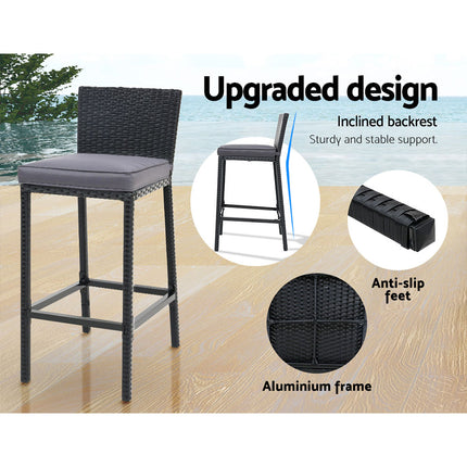 Gardeon 5-Piece Outdoor Bar Set Dining Table Stools Wicker Patio Setting.