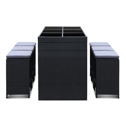 Gardeon 7-Piece Outdoor Bar Set Dining Table Stools Wicker Patio Setting.