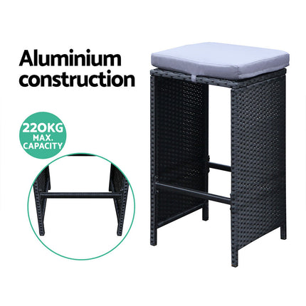 Gardeon 7-Piece Outdoor Bar Set Dining Table Stools Wicker Patio Setting.