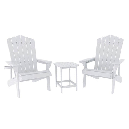 Gardeon Outdoor Table and Chairs HDPE Adirondack Beach Chair Sun Lounge Patio Furniture Garden White.