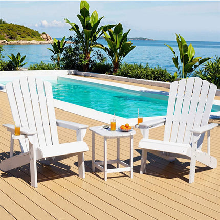 Gardeon Outdoor Table and Chairs HDPE Adirondack Beach Chair Sun Lounge Patio Furniture Garden White.