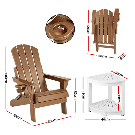 Gardeon Outdoor Table and Chairs HDPE Folding Adirondack Beach Chair Patio Furniture.