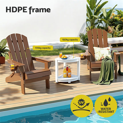 Gardeon Outdoor Table and Chairs HDPE Folding Adirondack Beach Chair Patio Furniture.