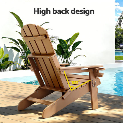 Gardeon Outdoor Table and Chairs HDPE Folding Adirondack Beach Chair Patio Furniture.
