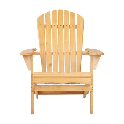 Gardeon Adirondack Outdoor Chairs Wooden Beach Chair Patio Furniture Garden Natural.