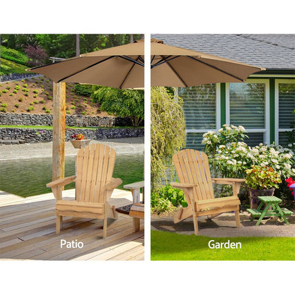 Gardeon Adirondack Outdoor Chairs Wooden Beach Chair Patio Furniture Garden Natural.