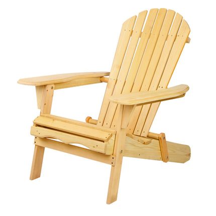 Gardeon Adirondack Outdoor Chairs Wooden Beach Chair Patio Furniture Garden Natural.