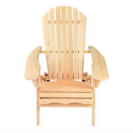 Gardeon Adirondack Outdoor Chairs Wooden Beach Chair Patio Furniture Garden Natural Set of 2.