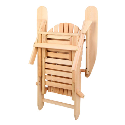 Gardeon 3PC Adirondack Outdoor Table and Chairs? Wooden Sun Lounge Beach Patio Natural.