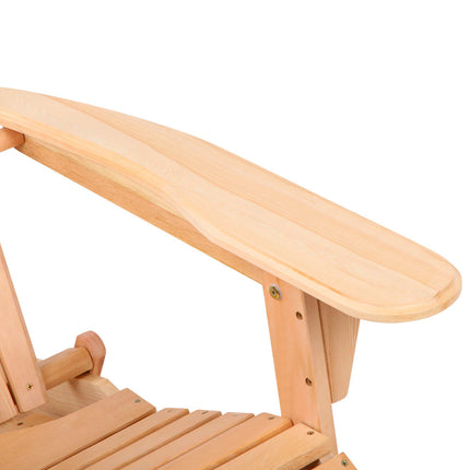 Gardeon 3PC Adirondack Outdoor Table and Chairs? Wooden Sun Lounge Beach Patio Natural.