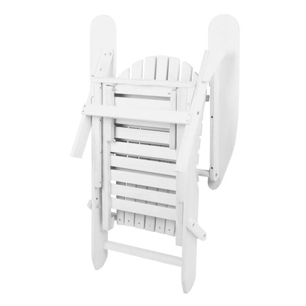Gardeon 3PC Adirondack Outdoor Table and Chairs Wooden Sun Lounge Beach Patio White.