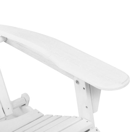 Gardeon 3PC Adirondack Outdoor Table and Chairs Wooden Sun Lounge Beach Patio White.
