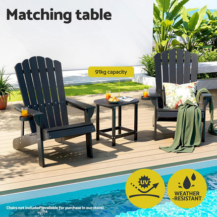Gardeon Outdoor Coffee Side Table HDPE Desk Patio Furniture Camping Garden Black.