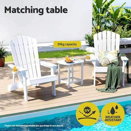 Gardeon Outdoor Coffee Side Table HDPE Desk Patio Furniture Camping Garden White.