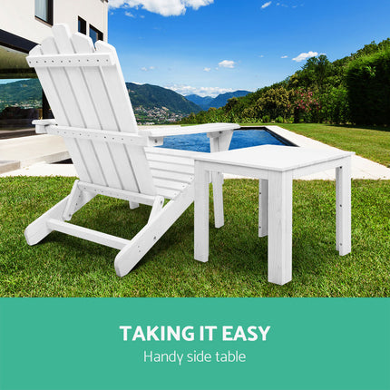 Gardeon Coffee Side Table Wooden Desk Outdoor Furniture Camping Garden White.