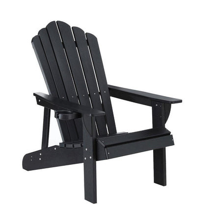 Gardeon Outdoor Chairs HDPE Adirondack Beach Chair Sun Lounge Patio Furniture Garden Black.