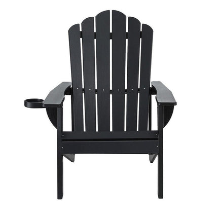 Gardeon Outdoor Chairs HDPE Adirondack Beach Chair Sun Lounge Patio Furniture Garden Black.