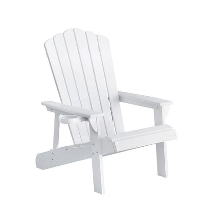 Gardeon Outdoor Chairs HDPE Adirondack Beach Chair Sun Lounge Patio Furniture Garden white.