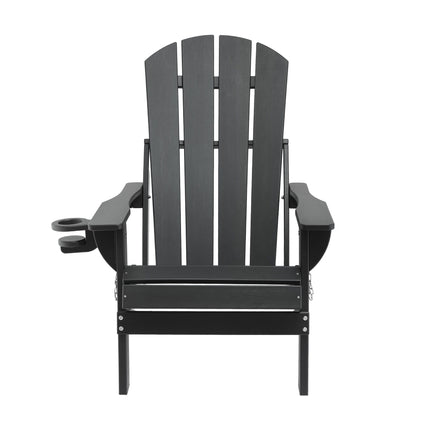 Gardeon Outdoor Chairs Folding Adirondack Beach Chair HDPE Sun Lounge Patio Furniture Garden Black.