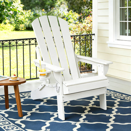 Gardeon Outdoor Chairs Folding Adirondack Beach Chair HDPE Sun Lounge Patio Furniture Garden White.