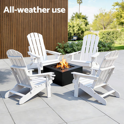 Gardeon Outdoor Chairs Folding Adirondack Beach Chair HDPE Sun Lounge Patio Furniture Garden White.