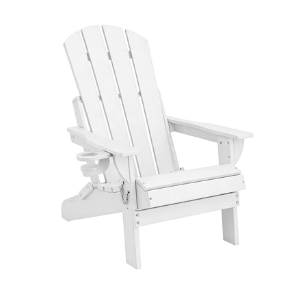 Gardeon Outdoor Chairs Folding Adirondack Beach Chair HDPE Sun Lounge Patio Furniture Garden White.