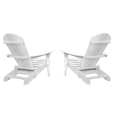 Gardeon 2PC Adirondack Outdoor Chairs Wood Foldable Sun Lounge Patio Furniture.