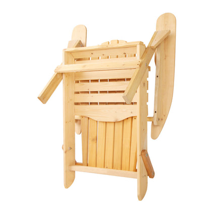 Gardeon 3PC Adirondack Outdoor Table and Chairs Wooden Foldable Beach Chair Natural.