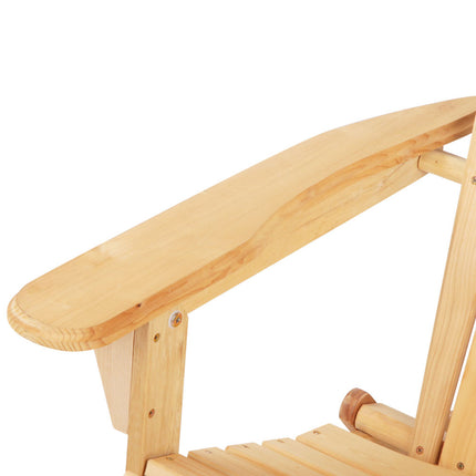 Gardeon 3PC Adirondack Outdoor Table and Chairs Wooden Foldable Beach Chair Natural.