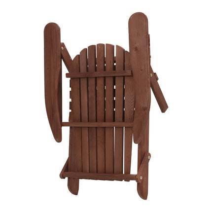 Gardeon 3PC Adirondack Outdoor Table and Chairs Wooden Foldable Beach Chair Brown.