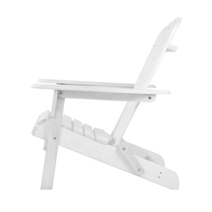 Gardeon 3PC Adirondack Outdoor Table and Chairs Wooden Foldable Beach Chair White.