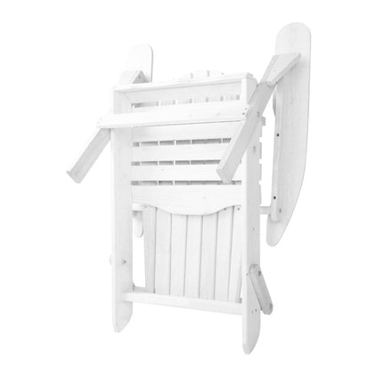 Gardeon 3PC Adirondack Outdoor Table and Chairs Wooden Foldable Beach Chair White.