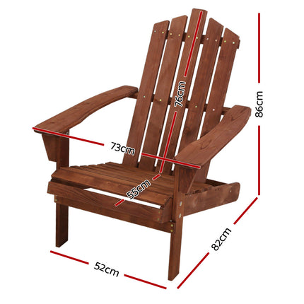 Gardeon Adirondack Outdoor Chairs Wooden Beach Chair Patio Furniture Garden Brown.