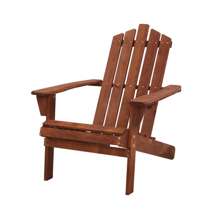 Gardeon Adirondack Outdoor Chairs Wooden Beach Chair Patio Furniture Garden Brown.