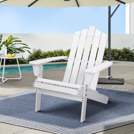 Gardeon Adirondack Outdoor Chairs Wooden Beach Chair Patio Furniture Garden White.