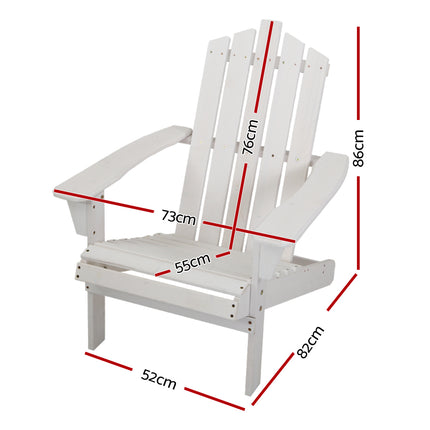 Gardeon Adirondack Outdoor Chairs Wooden Beach Chair Patio Furniture Garden White.