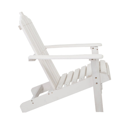 Gardeon Adirondack Outdoor Chairs Wooden Beach Chair Patio Furniture Garden White.